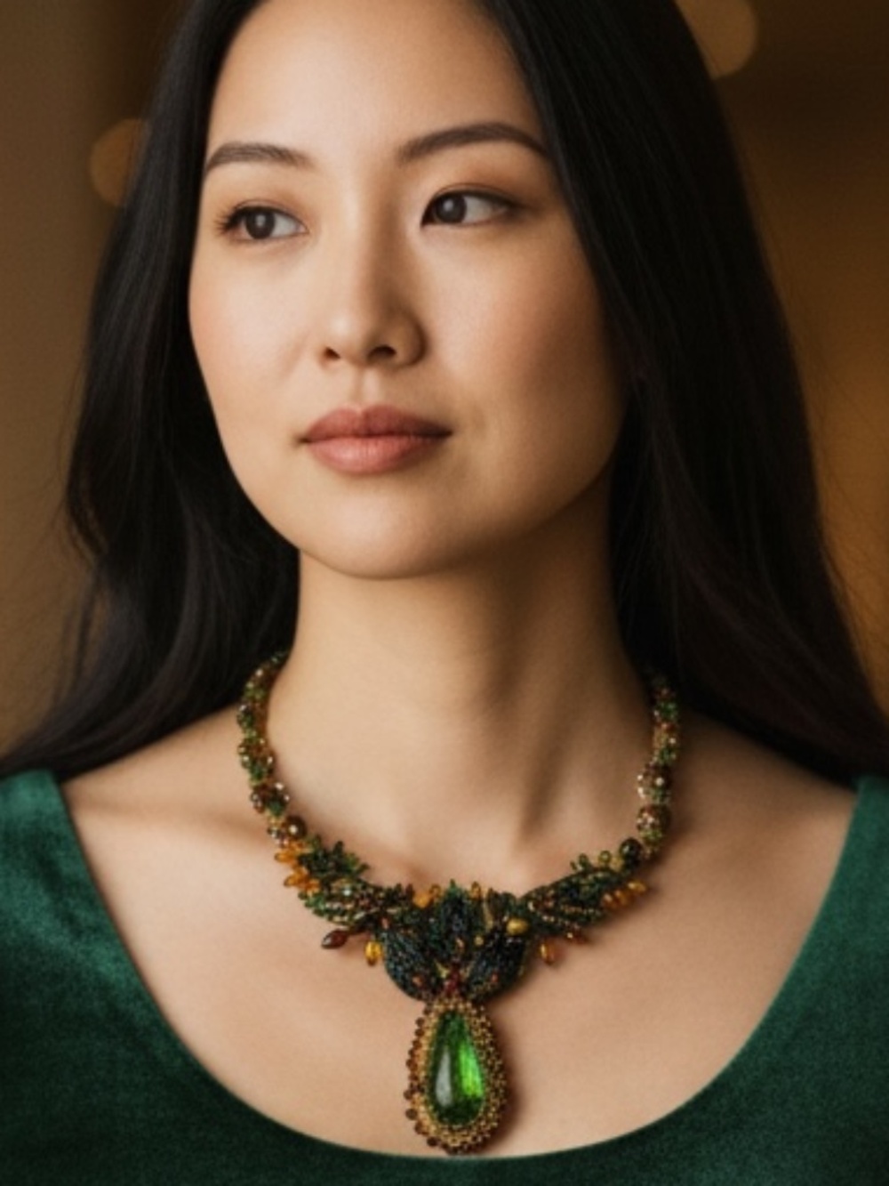 VINTAGE HANDCRAFTED AMBER NECKLACE, NWT